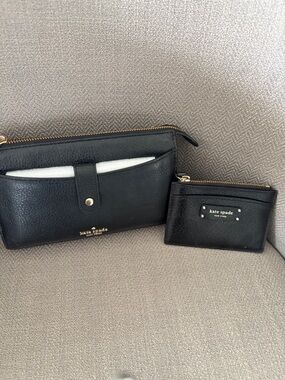Kate Spade Black Leather Crossbody & Card holder